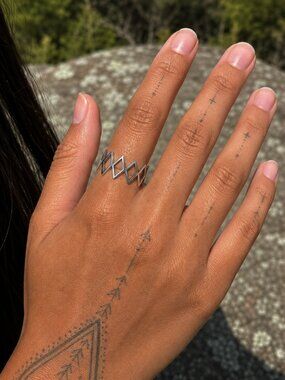 Silver Tone Geometric Open Band Ring Adjustable Minimalist